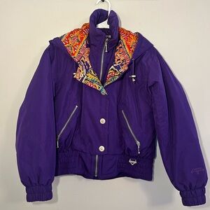 FERA Skiwear Purple Jacket with Colorful Retro Hood